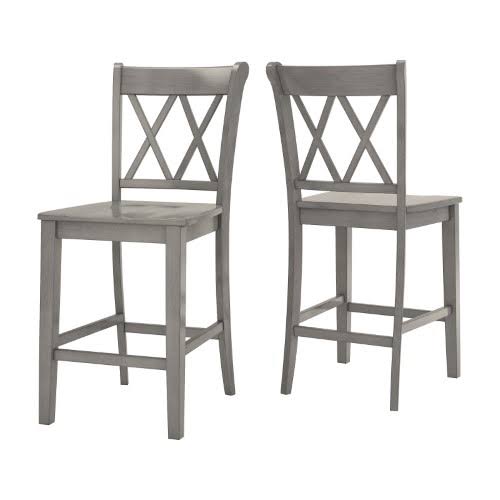 Antique Grey Solid Wood Counter Height Chair, Set of 2 Z9346